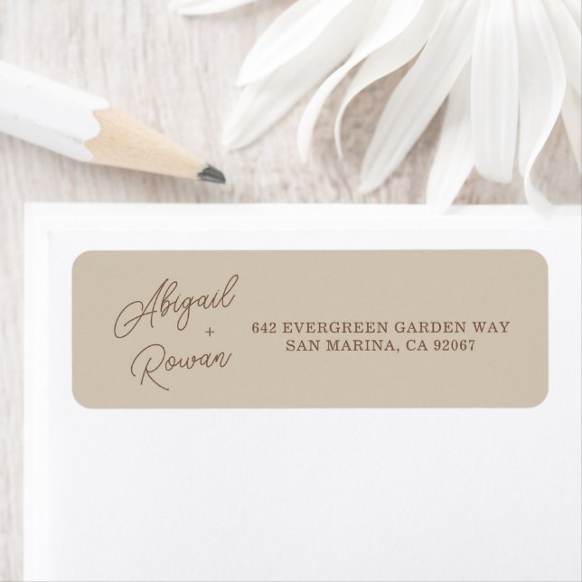 Modern Brown Beige Minimalist Return Address Label (Insitu)