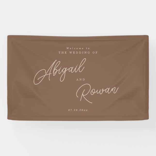 Modern Brown Beige Minimalist Wedding Welcome Banner (Horizontal)