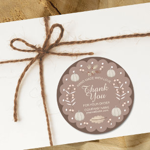 Modern Brown Beige Pumpkin Spice Fall Autumn Classic Round Sticker