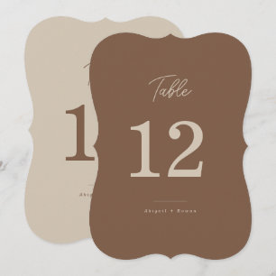 Modern Brown Beige Two Tone Table Number