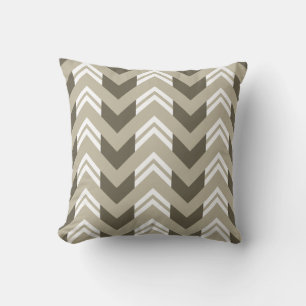 Modern Brown, Beige, White Chevron Pattern Cushion