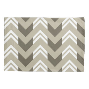 Modern Brown, Beige, White Chevron Pattern Pillowcase