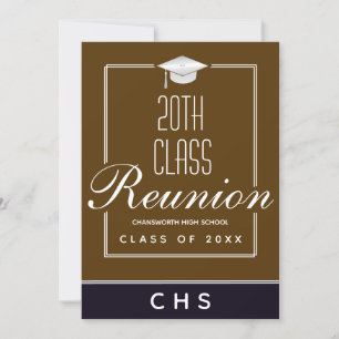 Modern Brown Black 20th Class Reunion Invitation