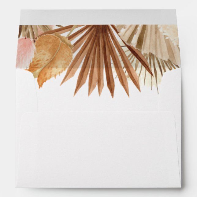 Modern Brown Bohemian Pampas Grass Wedding Envelope (Back (Bottom))