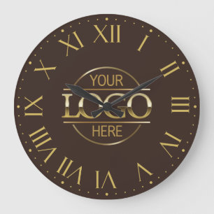 Modern Brown Branded Company Business Logo Custom Large Clock