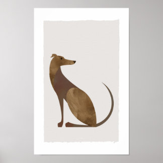 Modern Brown Brindle Greyhound Dog Portrait Poster