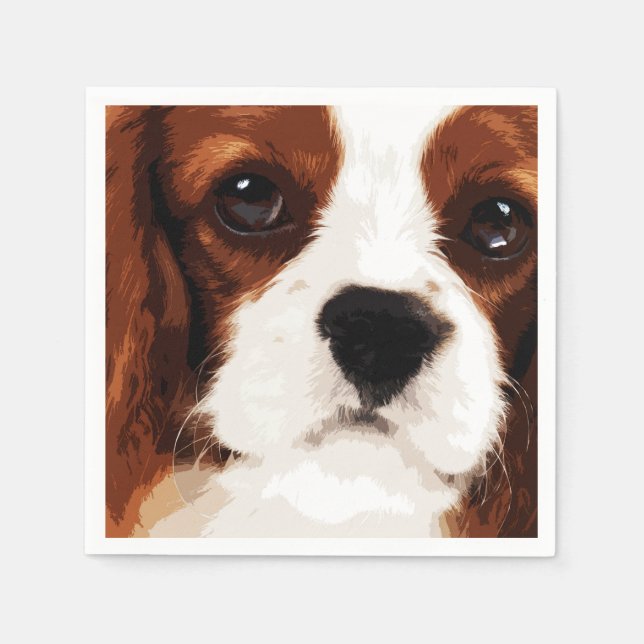 modern brown Cavalier King Charles Spaniel Napkin (Front)