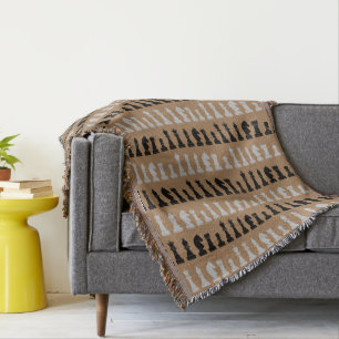 Modern Brown Chess Piece Game Pattern  Throw Blanket