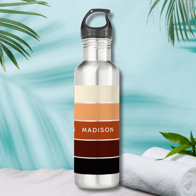 Modern Brown Colour Block Personalised Name 710 Ml Water Bottle (Creator Uploaded)