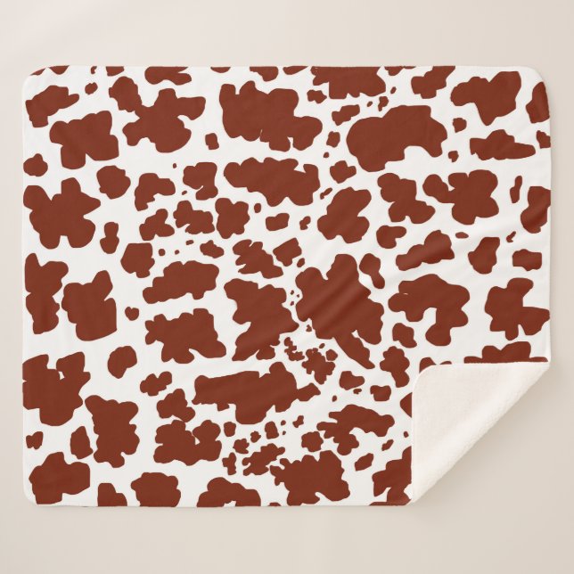 Modern Brown Cow Skin Texture Animal Print Sherpa Blanket (Front (Horizontal))