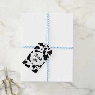 Modern Brown Cow Spots Print Thank You Gift Tags