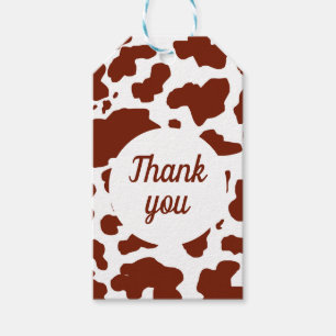 Modern Brown Cow Spots Print Thank You Gift Tags