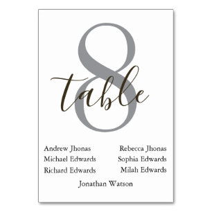 Modern Brown Daytime Wedding Table Seating Chart Table Number