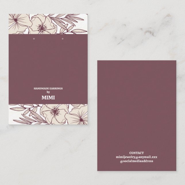 Modern Brown Earring Display  Business Card (Front/Back)