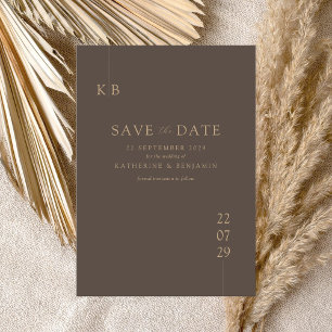 Modern Brown Elegant Monogram Wedding Save The Date
