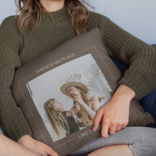 Modern Brown Family Photo Home Gift Cushion