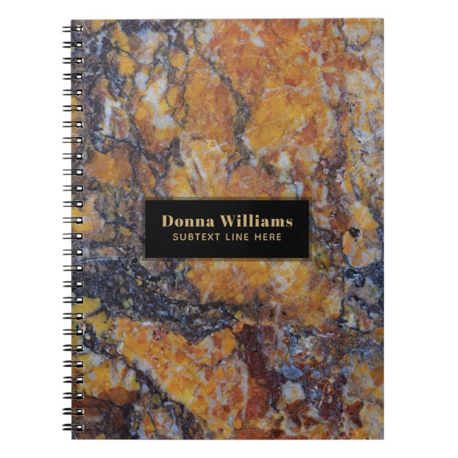 Modern Brown Faux Marble Stone Template Notebook (Front)