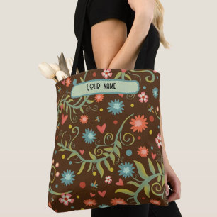 Modern Brown Floral Pattern Inspirivity tote Bag