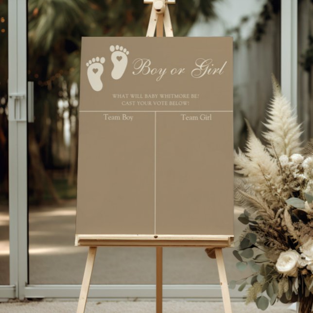 Modern Brown Footprints Gender Reveal Prediction Poster (Creator Uploaded)