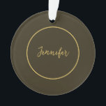 Modern Brown & Gold Colour Calligraphy Plain Uniqu Ornament<br><div class="desc">You can easily replace all the information on it with your own information. All you have to do for this is to use the personalisation links on the right.</div>