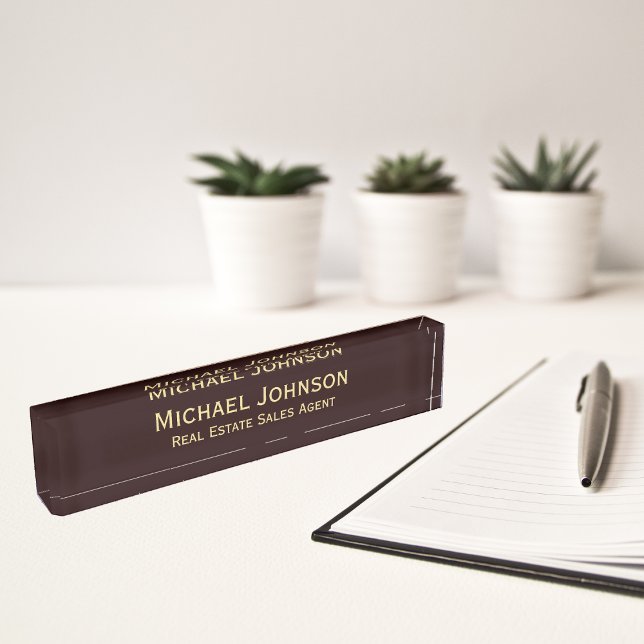 Modern Brown Gold Professional Business Executive Nameplate (Modern Brown Gold Professional Business Executive Desk Name Plate)