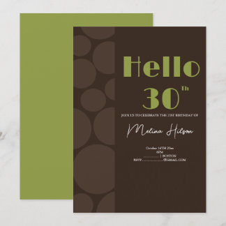 Modern Brown & Green Birthday Invitation