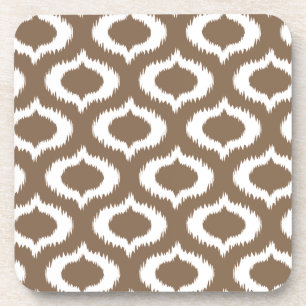 Modern Brown Ikat Diamonds Trendy Coaster