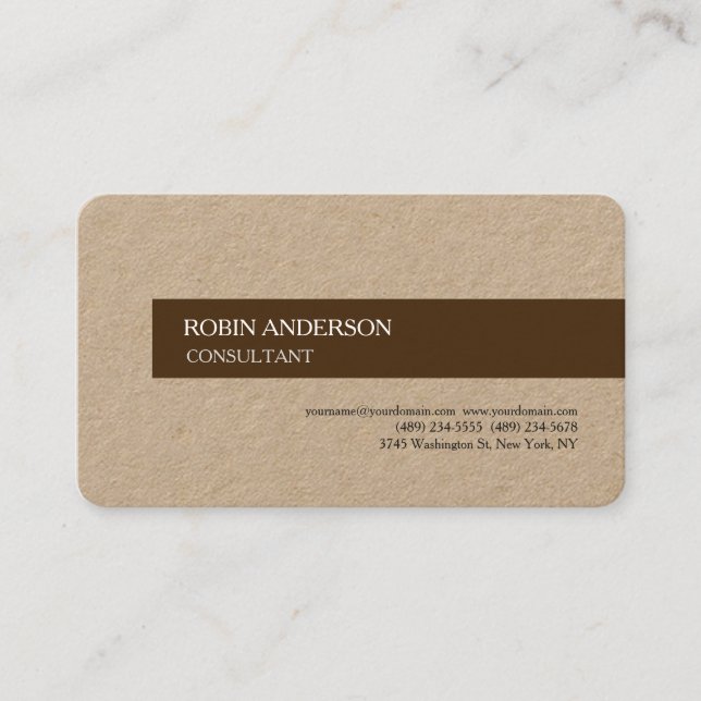 Modern Brown Minimalist Plain Professional Trendy Business Card (Front)