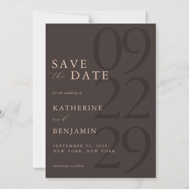 Modern Brown Minimalist Wedding Magnetic Invitation (Front)