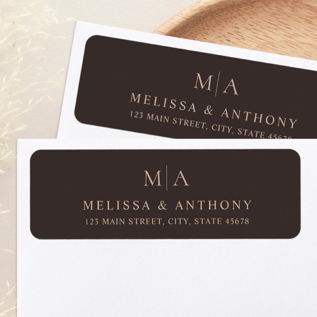 Modern Brown Minimalist Wedding Return Address (Creator Uploaded)