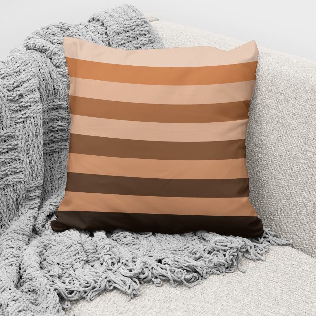 Modern Brown Monochrome Colour Block Striped Cushion (Creator Uploaded)