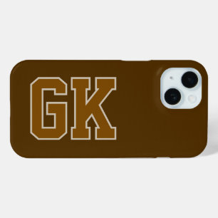 Modern  Brown Monogram Initials iPhone 15 Case