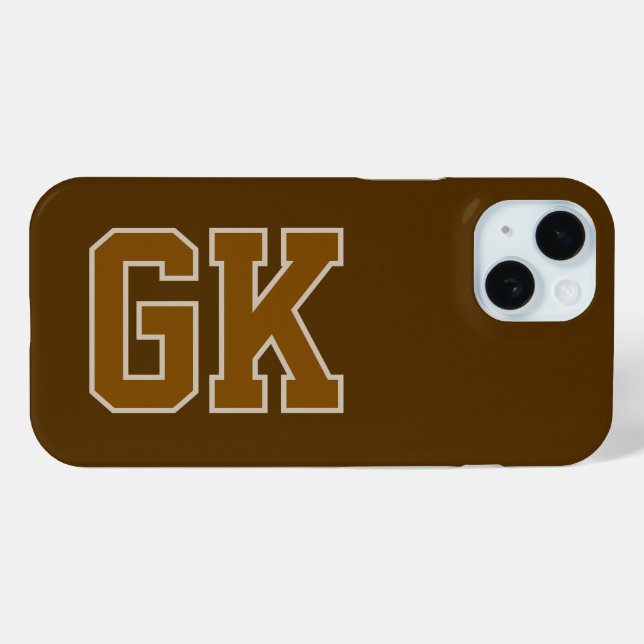 Modern  Brown Monogram Initials Case-Mate iPhone Case (Back (Horizontal))
