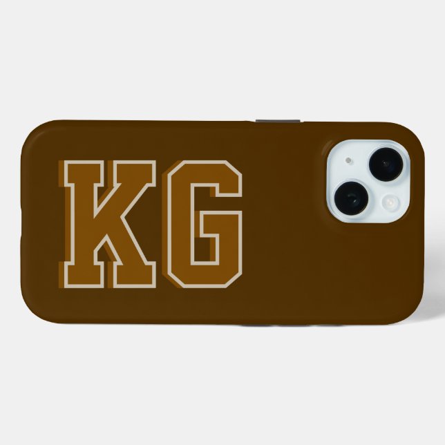 Modern  Brown Monogram Initials Case-Mate iPhone Case (Back (Horizontal))