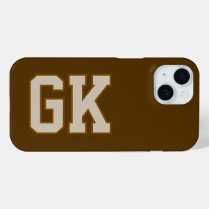 Modern  Brown Monogram Initials iPhone 15 Case
