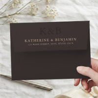 Modern Brown Monogram Minimalist Wedding