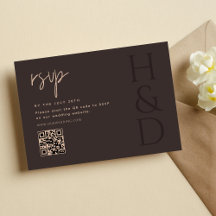 Modern Brown Monogram Minimalist Wedding