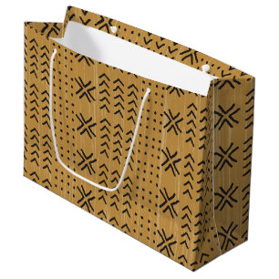 Modern Brown Mudcloth African Pattern Large Gift Bag