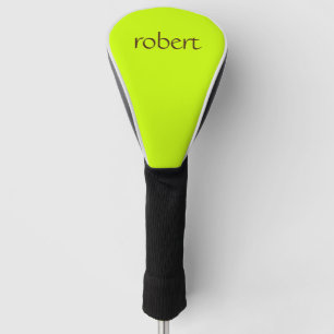 Modern Brown Name   Trendy Lime Zest Golf Head Cover