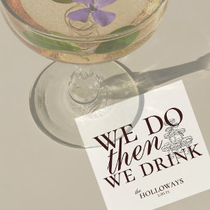 Modern Brown Personalised Cocktail Hour Wedding Napkin