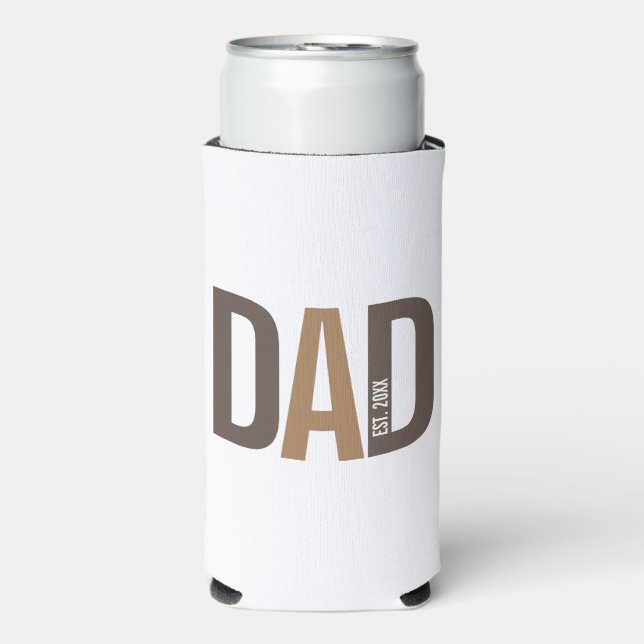 Modern Brown Personalised Dad Established Can Cool Seltzer Can Cooler (Seltzer Front)