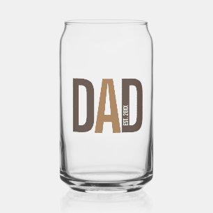Modern Brown Personalised Dad Established Can Glass