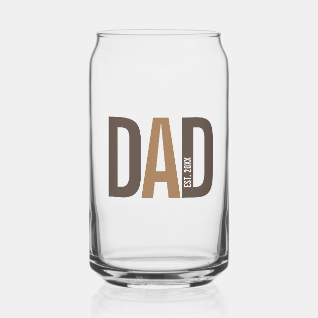 Modern Brown Personalised Dad Established Can Glass (Front)