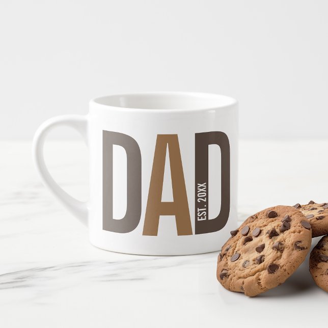 Modern Brown Personalised Dad Established Espresso Cup (Creator Uploaded)