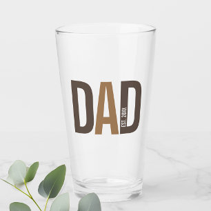 Modern Brown Personalised Dad Established Glass