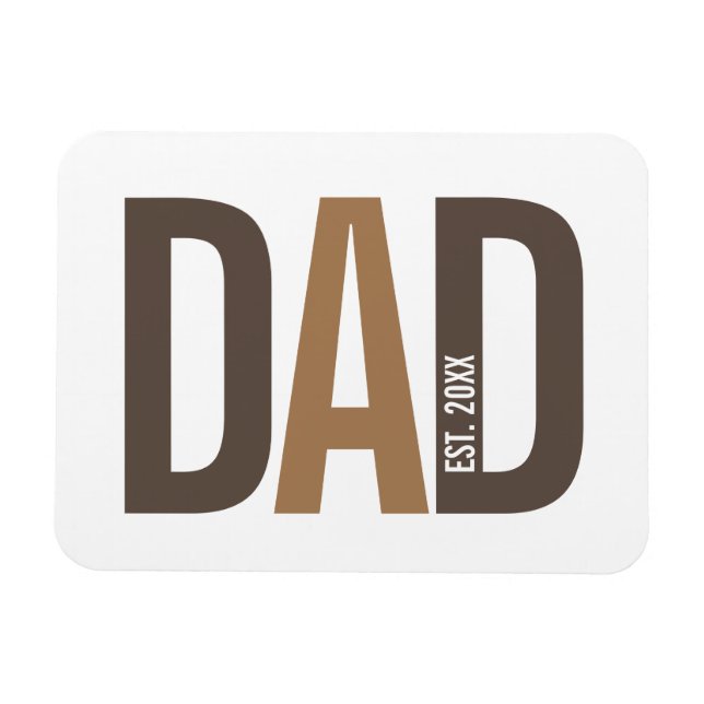 Modern Brown Personalised Dad Established Magnet (Horizontal)