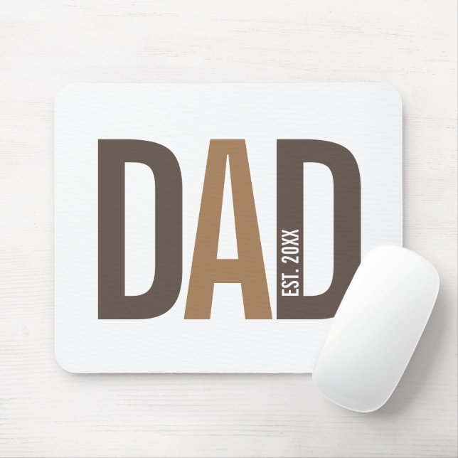 Modern Brown Personalised Dad Established Mouse Pad (With Mouse)
