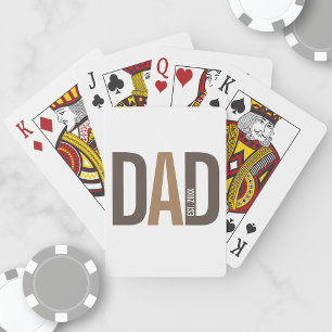 Modern Brown Personalised Dad Established Playing Cards