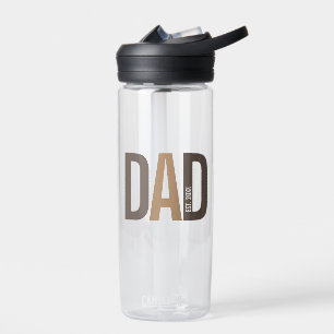 Modern Brown Personalised Dad Established Water Bottle