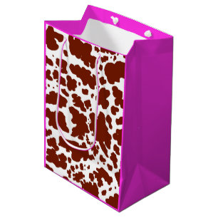 Modern Brown Pink Cow Skin Texture Animal Print    Medium Gift Bag